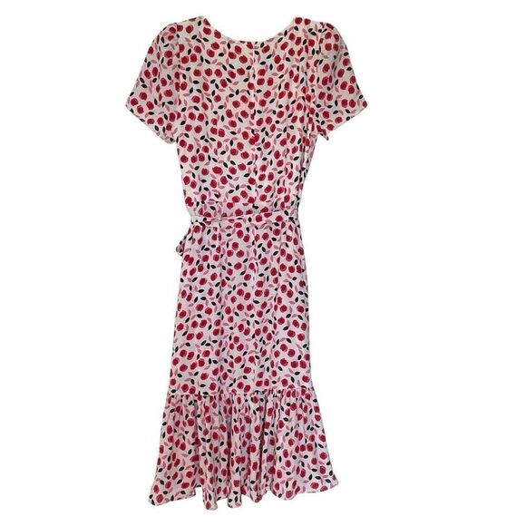 Talbots Red Pink Floral Cascade Faux Wrap Summer Dress Women’s Size 8 Petite 8P - Picture 6 of 7